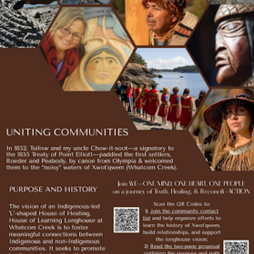 Second page of a flyer-type document further describing the House of Healing and House of Learning with QR codes linking to additional information. 