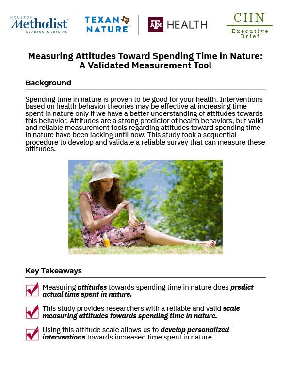 Measuring Attitudes Toward Spending Time in Nature: A Validated Measurement Tool
